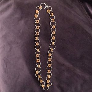Long metal & wood chain necklace